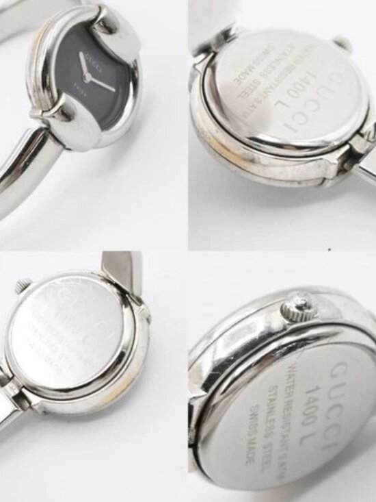 GUCCI 1400L Watch Quartz Bangle Bracelet 25 mm Stainless Steel Silver 02LC586